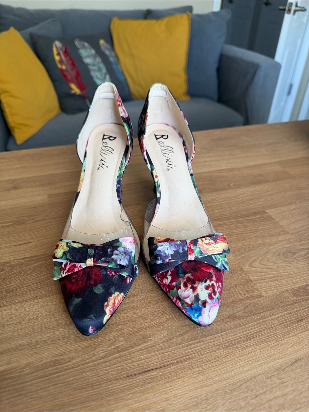 Bellini Multi-Color Floral Pointed D'Orsay Heels